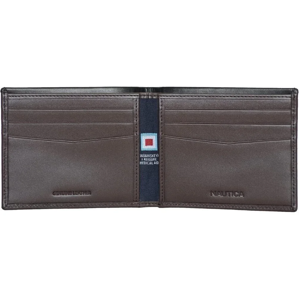 Men's  Black/Brown Bifold Leather Wallet RFID Blocking ID Window Card Slots